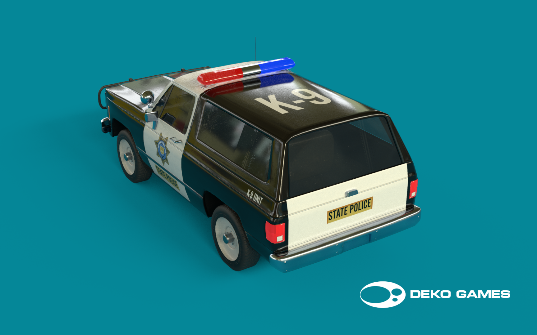 Police SUV (black and white) -- rear
